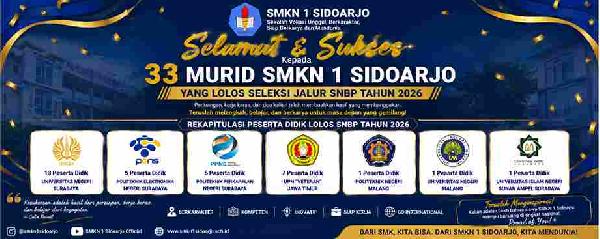 33 Peserta Didik SMKN 1 Sidoarjo Lolos SNBP 2026, Bukti SMK Bisa Kuliah di Kampus Negeri Favorit